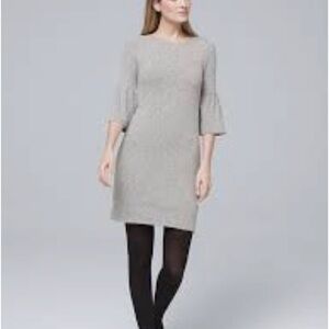 WHITE house black market grey bell sleeve soft pullover dress xs